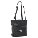 CELINE Shoulder Bag Leather Black Silver Auth 139444-1