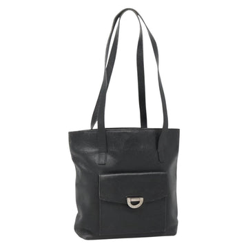 CELINE Shoulder Bag Leather Black Silver Auth 139444