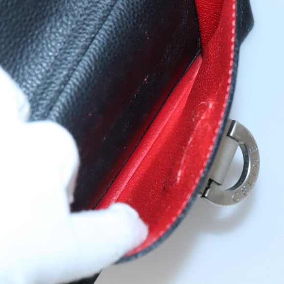 CELINE Shoulder Bag Leather Black Silver Auth 139444