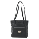 CELINE Shoulder Bag Leather Black Silver Auth 139444-2