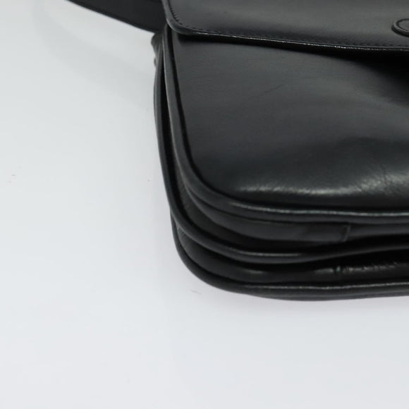 CELINE Shoulder Bag Leather Black Gold Auth 139445