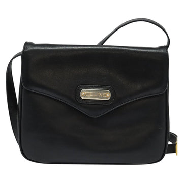 CELINE Shoulder Bag Leather Black Gold Auth 139445 - 0
