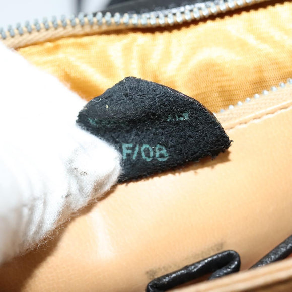 CELINE Shoulder Bag Leather Black Gold Auth 139445