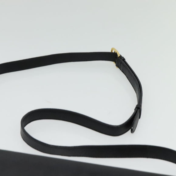 CELINE Shoulder Bag Leather Black Gold Auth 139445