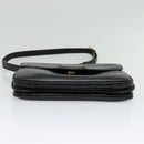 CELINE Shoulder Bag Leather Black Gold Auth 139445-9