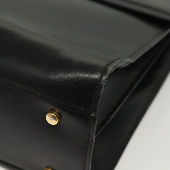 CELINE Hand Bag Leather Black Gold Auth 139446