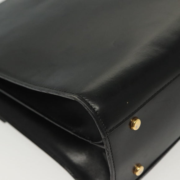 CELINE Hand Bag Leather Black Gold Auth 139446