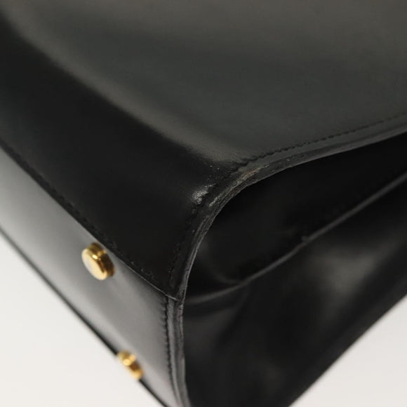 CELINE Hand Bag Leather Black Gold Auth 139446