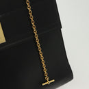CELINE Hand Bag Leather Black Gold Auth 139446-14