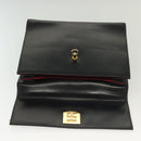 CELINE Hand Bag Leather Black Gold Auth 139446-16