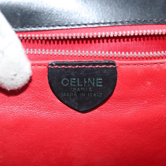 CELINE Hand Bag Leather Black Gold Auth 139446