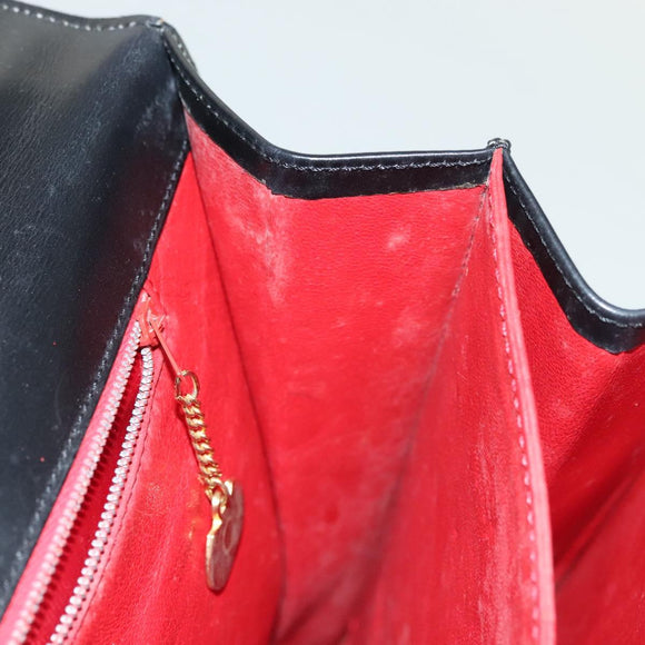 CELINE Hand Bag Leather Black Gold Auth 139446