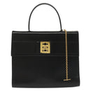 CELINE Hand Bag Leather Black Gold Auth 139446-2