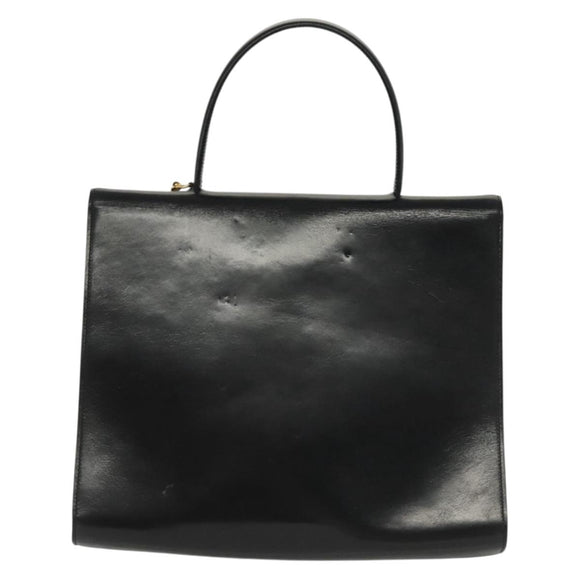 CELINE Hand Bag Leather Black Gold Auth 139446