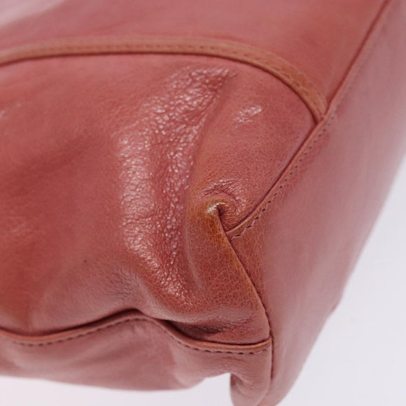 PRADA Hand Bag Leather Pink Silver Auth 139448