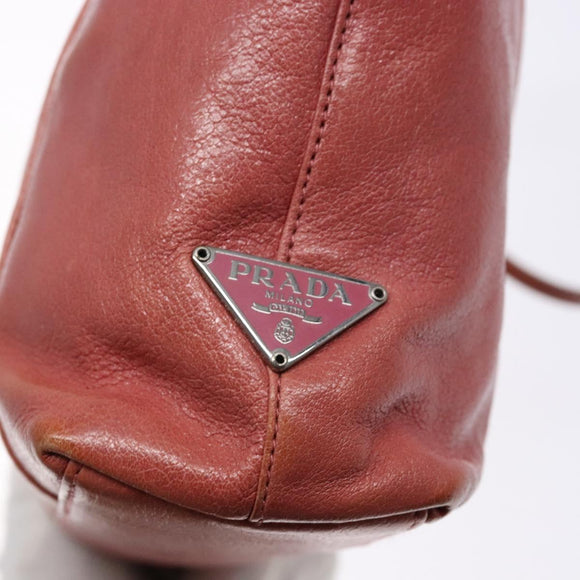 PRADA Hand Bag Leather Pink Silver Auth 139448
