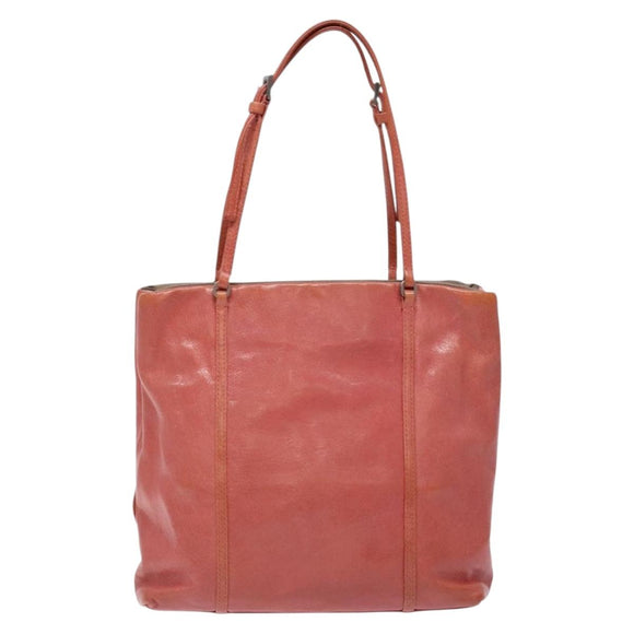 PRADA Hand Bag Leather Pink Silver Auth 139448