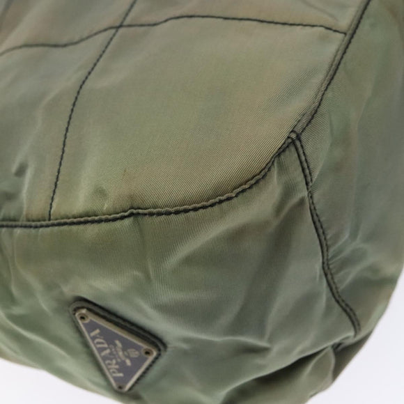 PRADA Shoulder Bag Nylon Green Silver Auth 139451