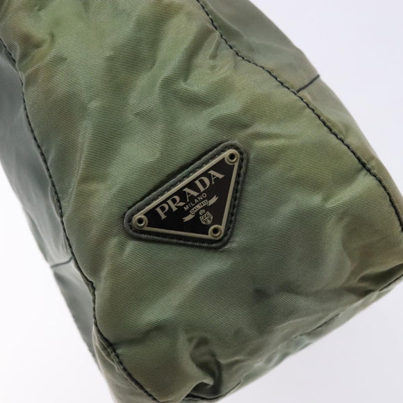 PRADA Shoulder Bag Nylon Green Silver Auth 139451