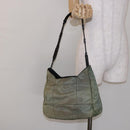 PRADA Shoulder Bag Nylon Green Silver Auth 139451-23
