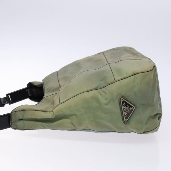 PRADA Shoulder Bag Nylon Green Silver Auth 139451