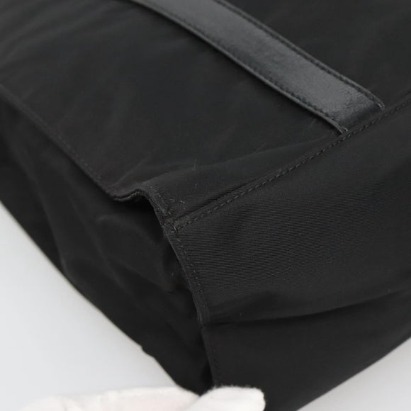 PRADA Tote Bag Nylon Black Silver Auth 139452