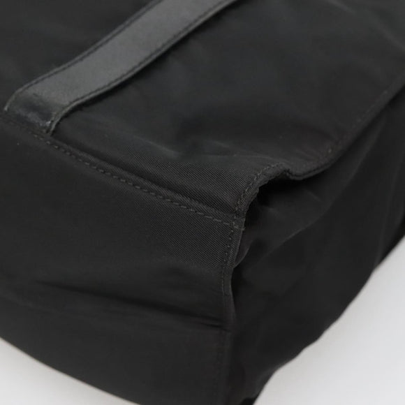 PRADA Tote Bag Nylon Black Silver Auth 139452