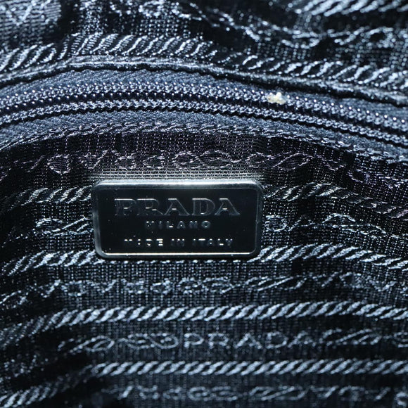PRADA Tote Bag Nylon Black Silver Auth 139452