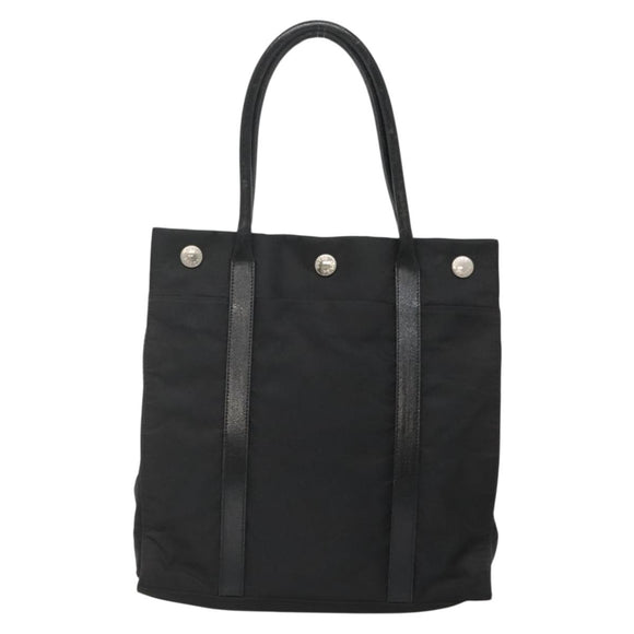 PRADA Tote Bag Nylon Black Silver Auth 139452
