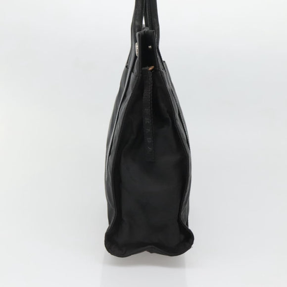 PRADA Tote Bag Nylon Black Silver Auth 139452