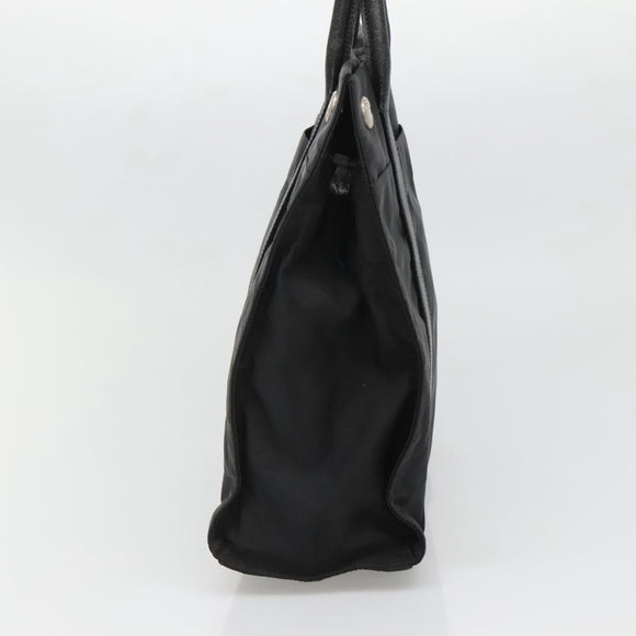 PRADA Tote Bag Nylon Black Silver Auth 139452