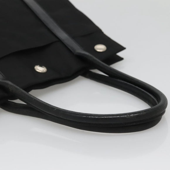 PRADA Tote Bag Nylon Black Silver Auth 139452