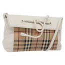 BURBERRY Nova Check Shoulder Bag PVC Beige Gold Auth 139453-1
