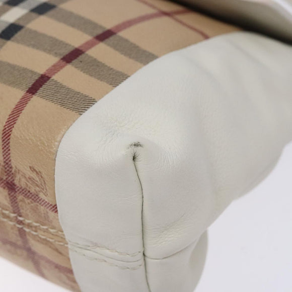 BURBERRY Nova Check Shoulder Bag PVC Beige Gold Auth 139453