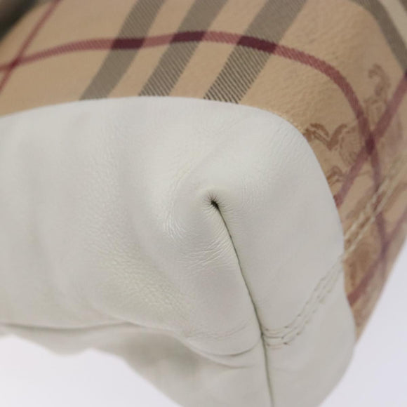 BURBERRY Nova Check Shoulder Bag PVC Beige Gold Auth 139453