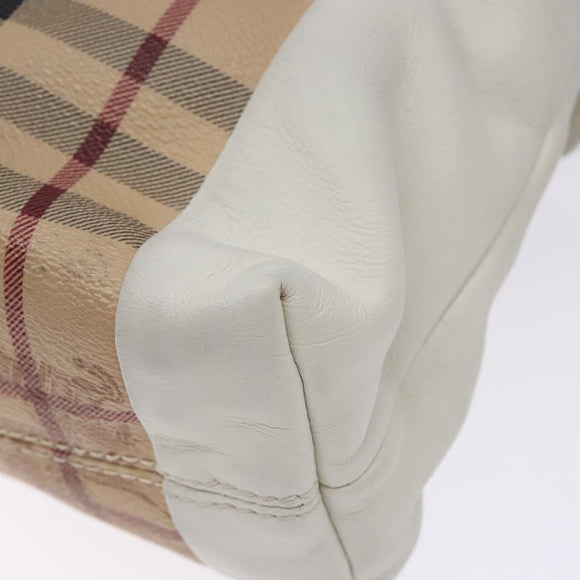 BURBERRY Nova Check Shoulder Bag PVC Beige Gold Auth 139453