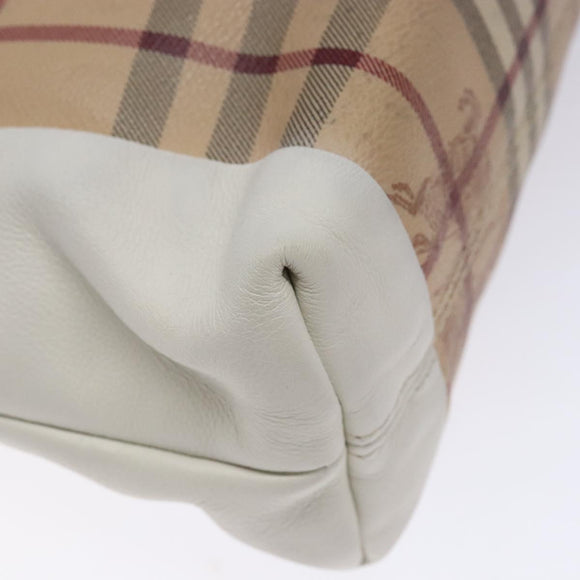 BURBERRY Nova Check Shoulder Bag PVC Beige Gold Auth 139453