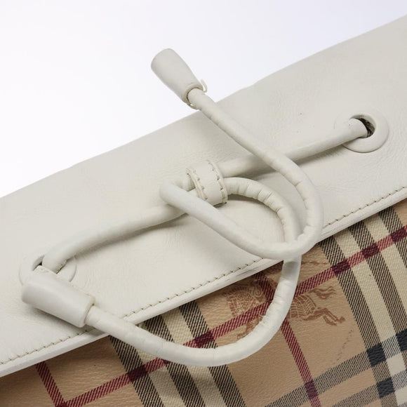 BURBERRY Nova Check Shoulder Bag PVC Beige Gold Auth 139453