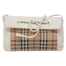 BURBERRY Nova Check Shoulder Bag PVC Beige Gold Auth 139453-13