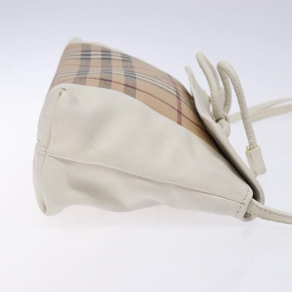 BURBERRY Nova Check Shoulder Bag PVC Beige Gold Auth 139453