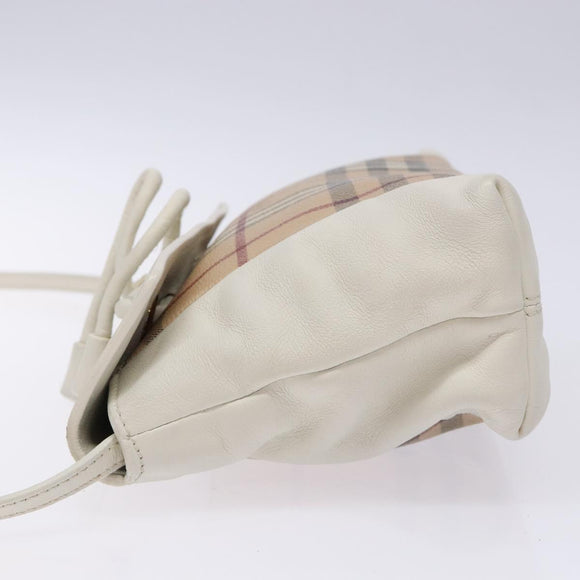 BURBERRY Nova Check Shoulder Bag PVC Beige Gold Auth 139453