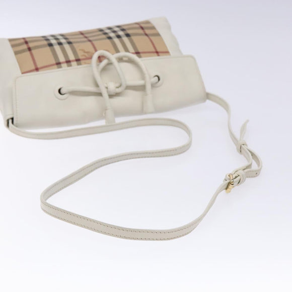 BURBERRY Nova Check Shoulder Bag PVC Beige Gold Auth 139453