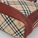 BURBERRY Nova Check Blue Label Tote Bag Canvas Beige Gold Auth 139454-9