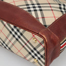 BURBERRY Nova Check Blue Label Tote Bag Canvas Beige Gold Auth 139454-15