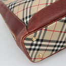 BURBERRY Nova Check Blue Label Tote Bag Canvas Beige Gold Auth 139454-16