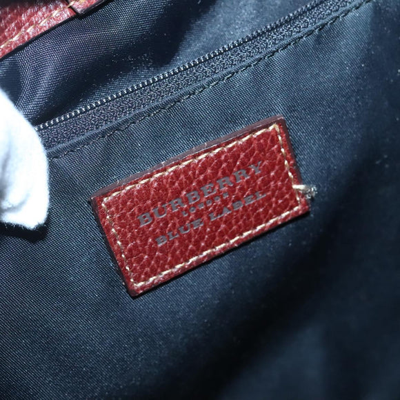 BURBERRY Nova Check Blue Label Tote Bag Canvas Beige Gold Auth 139454