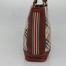 BURBERRY Nova Check Blue Label Tote Bag Canvas Beige Gold Auth 139454-3