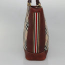 BURBERRY Nova Check Blue Label Tote Bag Canvas Beige Gold Auth 139454-4