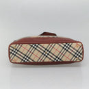 BURBERRY Nova Check Blue Label Tote Bag Canvas Beige Gold Auth 139454-5