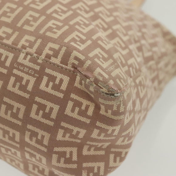 FENDI Zucchino Canvas Hand Bag Pink Gold Auth 139455